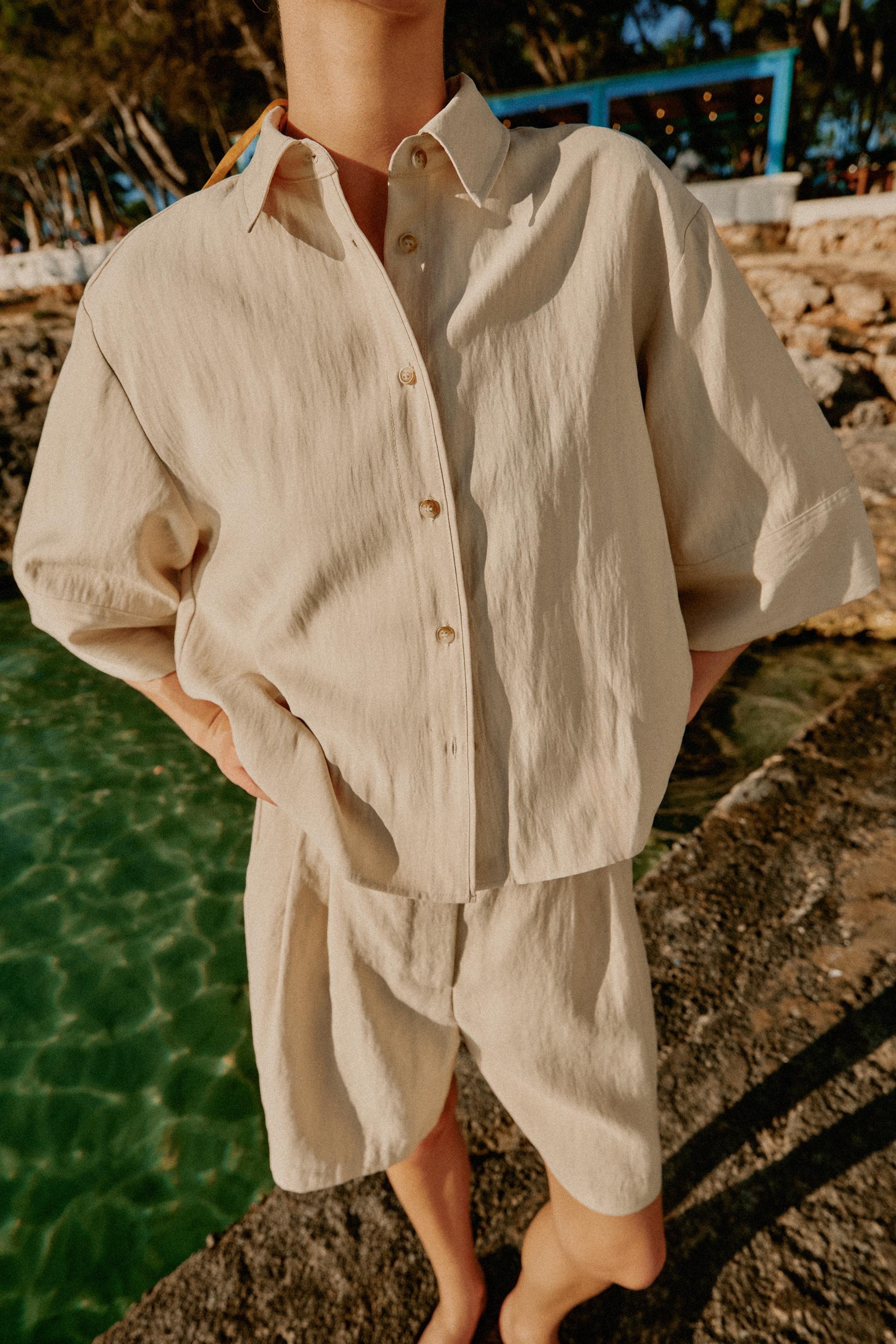 CROPPED WIDE SLEEVE SHIRT